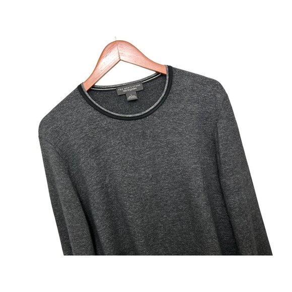 Bloomingdales Size Large Heather Gray Crewneck Sweater 100% Knit Cotton - Picture 2 of 8